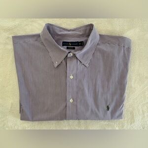 Ralph Lauren | 3XB | Purple & White Striped Classic Fit Button Down Dress Shirt